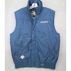 Vintage 90s Descente Ski‎ Insulated Vest Jacket Zip/Snap Pocket Blue Adult L